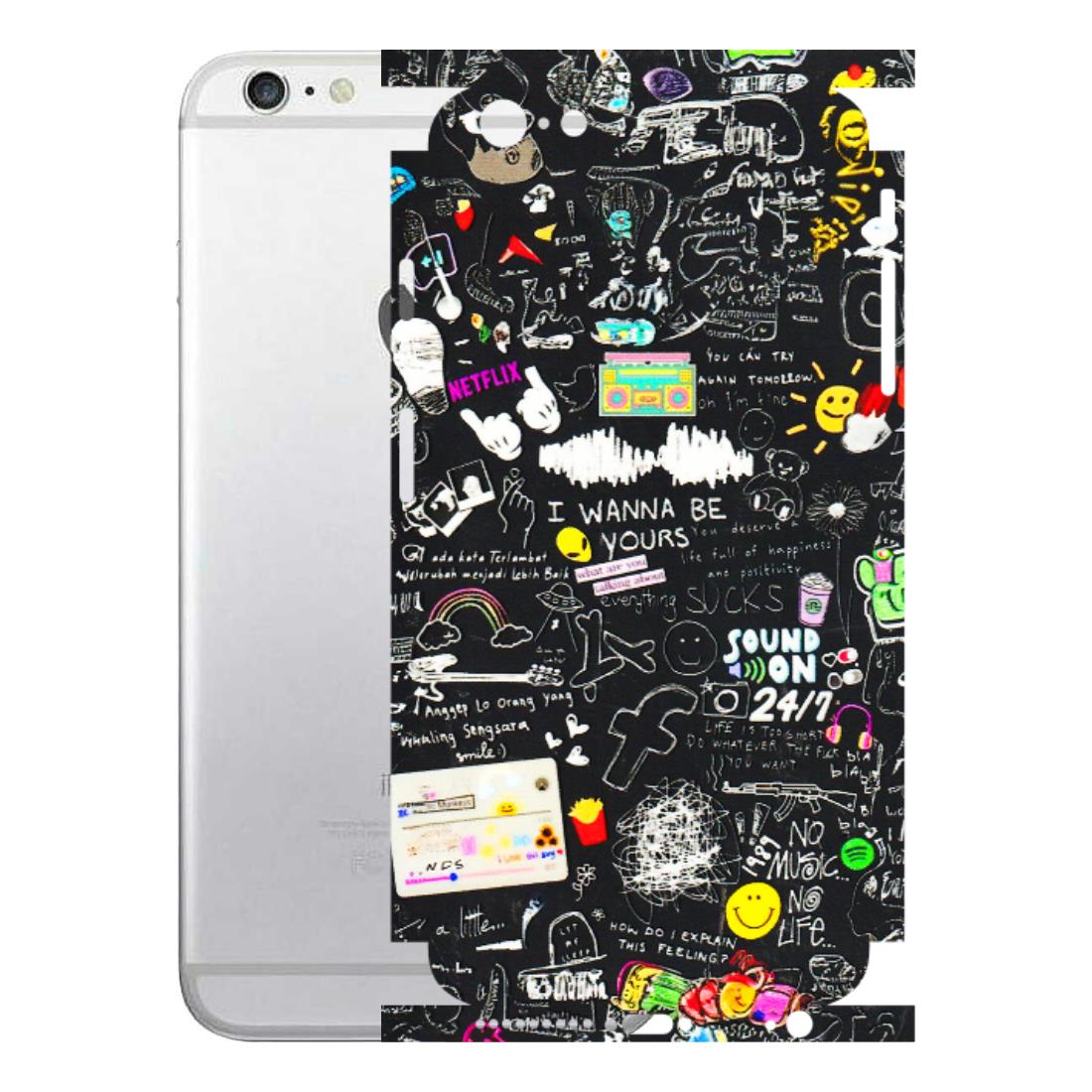 Apple iPhone Skins (All Models) - Black Creatives Doodles - 3D Embossed Finish (L-311) iPhone 6 Plus