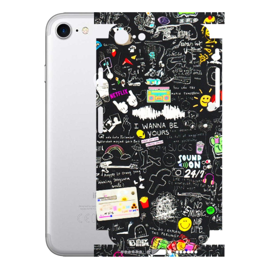Apple iPhone Skins (All Models) - Black Creatives Doodles - 3D Embossed Finish (L-311) iPhone 7