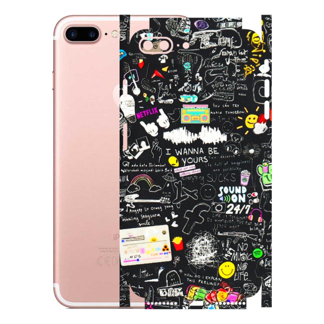 Apple iPhone Skins (All Models) - Black Creatives Doodles - 3D Embossed Finish (L-311) iPhone 7 Plus