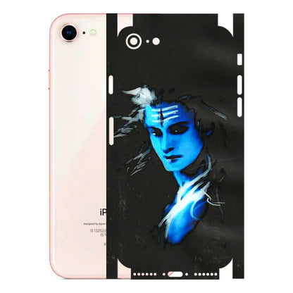 Apple iPhone Skins (All Models) - Har Har Mahadev Blue/Black - 3D Embossed Finish (L-185) iPhone 8
