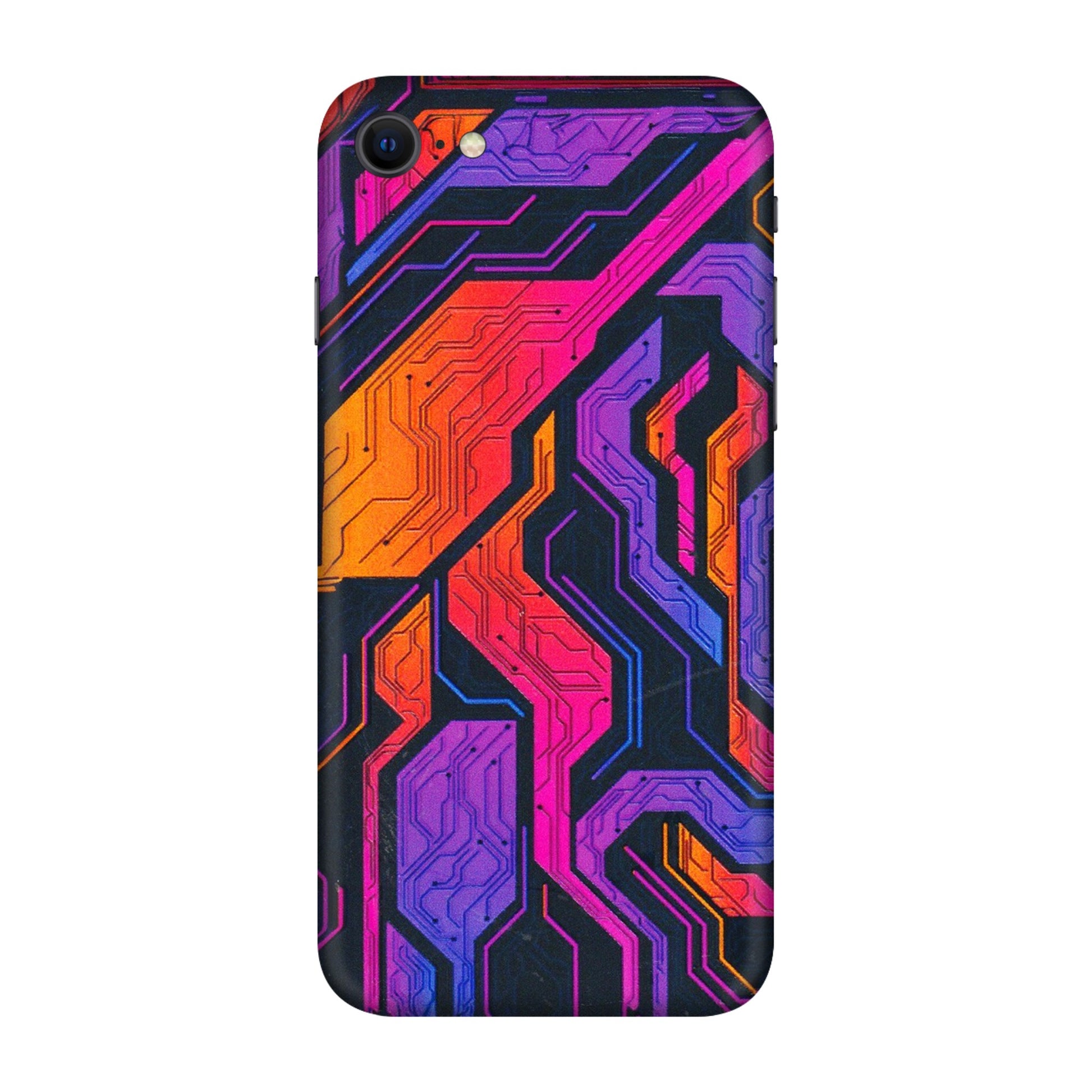 Apple iPhone Skins (All Models) - Tech Circuits Futuristic - 3D Embossed Finish (L-07) iPhone SE