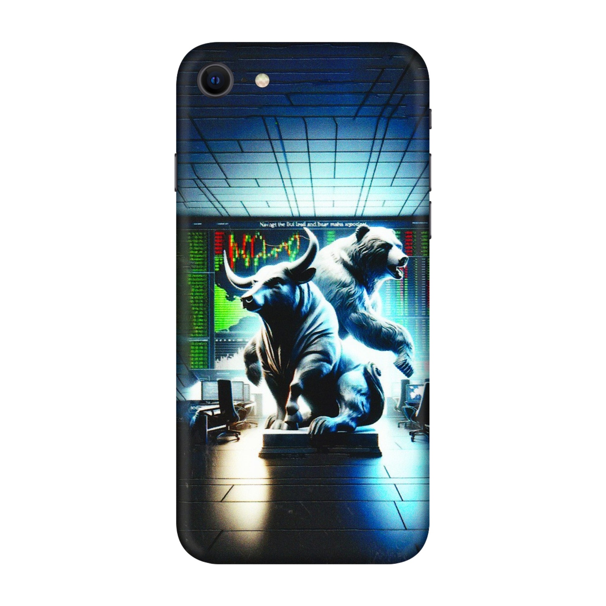Apple iPhone Skins (All Models) - Stock Market Sensex Bear vs Bulls - 3D Embossed Finish (L-15) iPhone SE