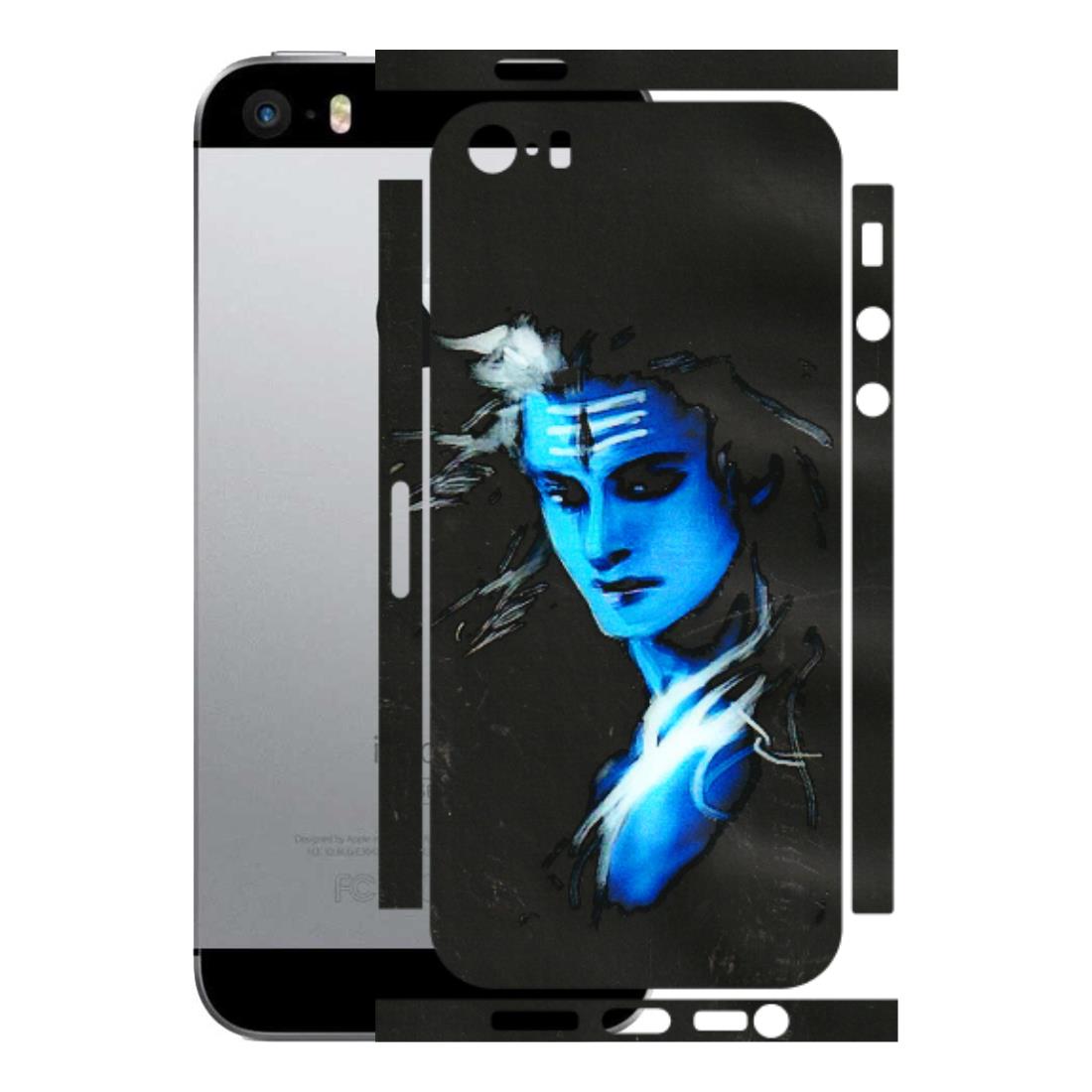 Apple iPhone Skins (All Models) - Har Har Mahadev Blue/Black - 3D Embossed Finish (L-185) iPhone SE