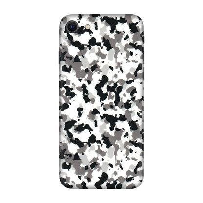 Apple iPhone Skins (All Models) - White Black Camouflage - 3D Embossed Finish (L-18) iPhone SE