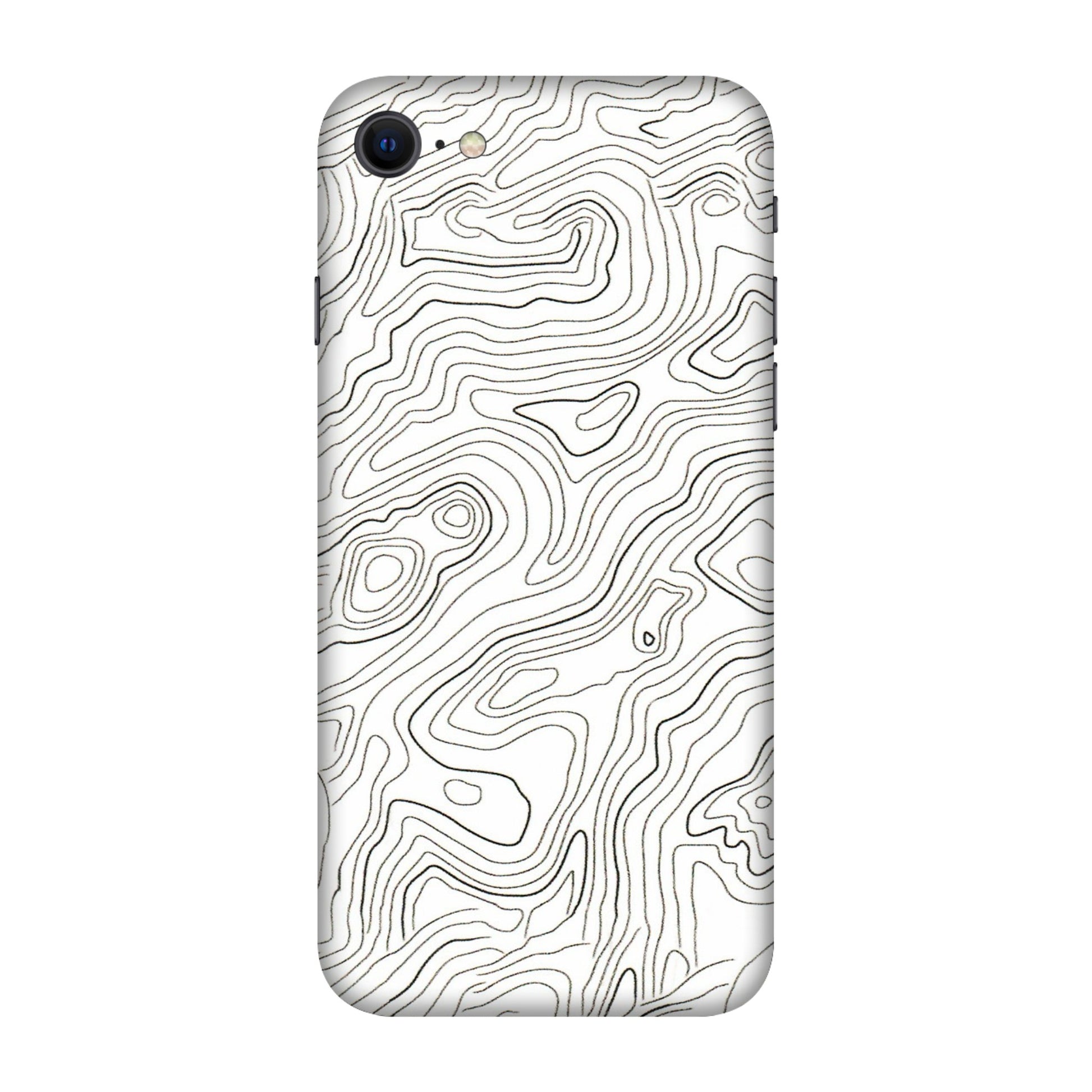 Apple iPhone Skins (All Models) - White Black Swirls - 3D Embossed Finish (L-219) iPhone SE