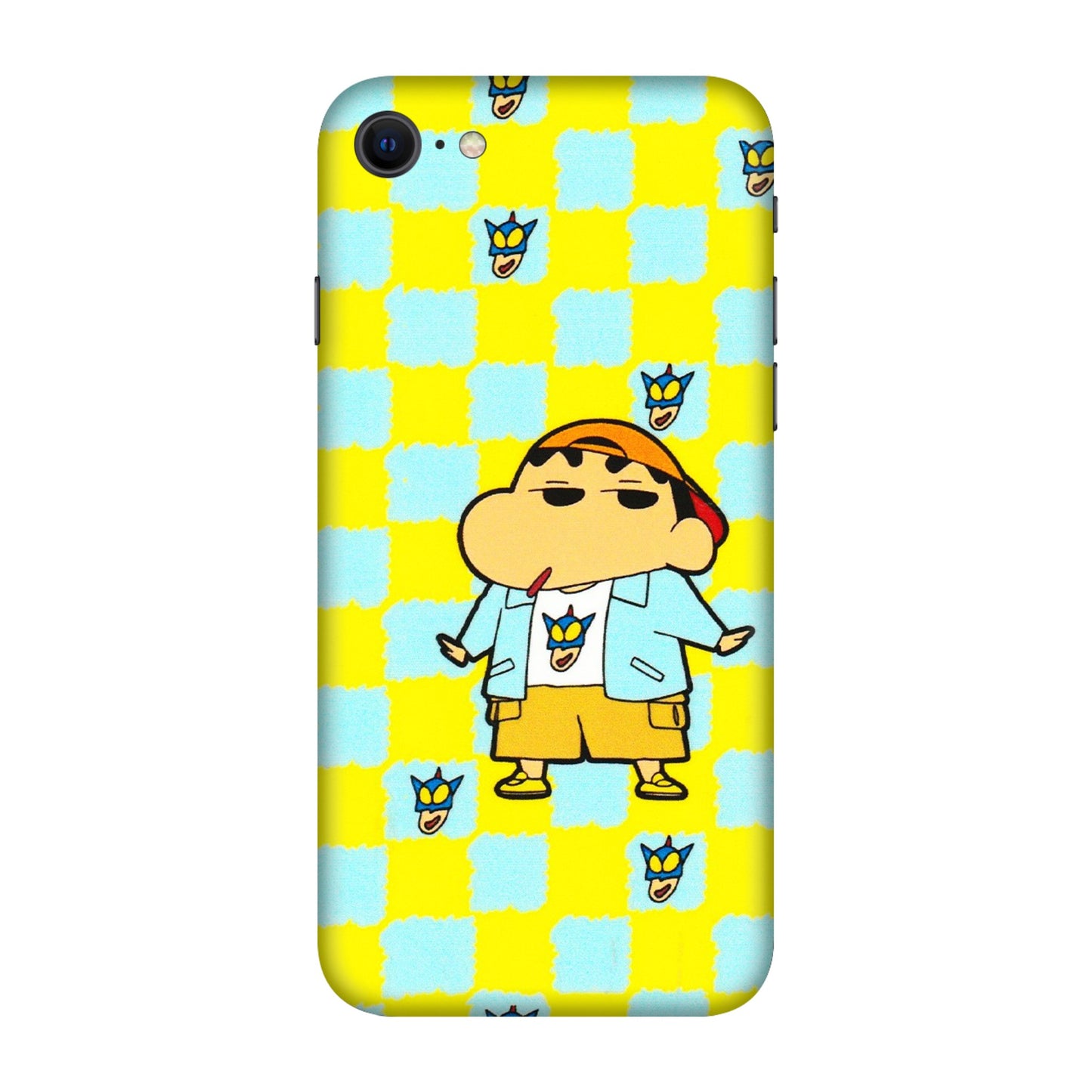 Apple iPhone Skins (All Models) - Yellow Blue Shinchan Cute - 3D Embossed Finish (L-221) iPhone SE