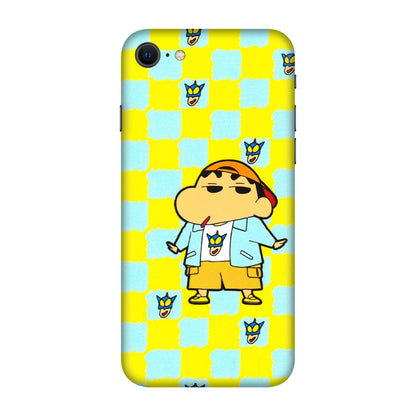 Apple iPhone Skins (All Models) - Yellow Blue Shinchan Cute - 3D Embossed Finish (L-221) iPhone SE