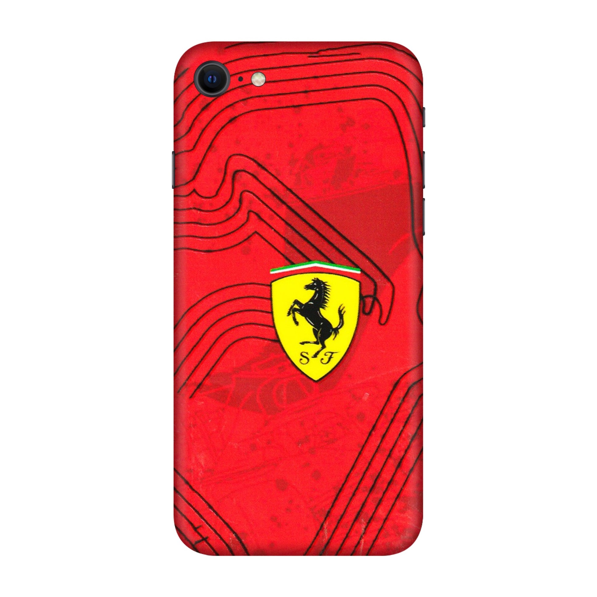 Apple iPhone Skins (All Models) - Red Ferrari Logo Stylish - 3D Embossed Finish (L-238) iPhone SE