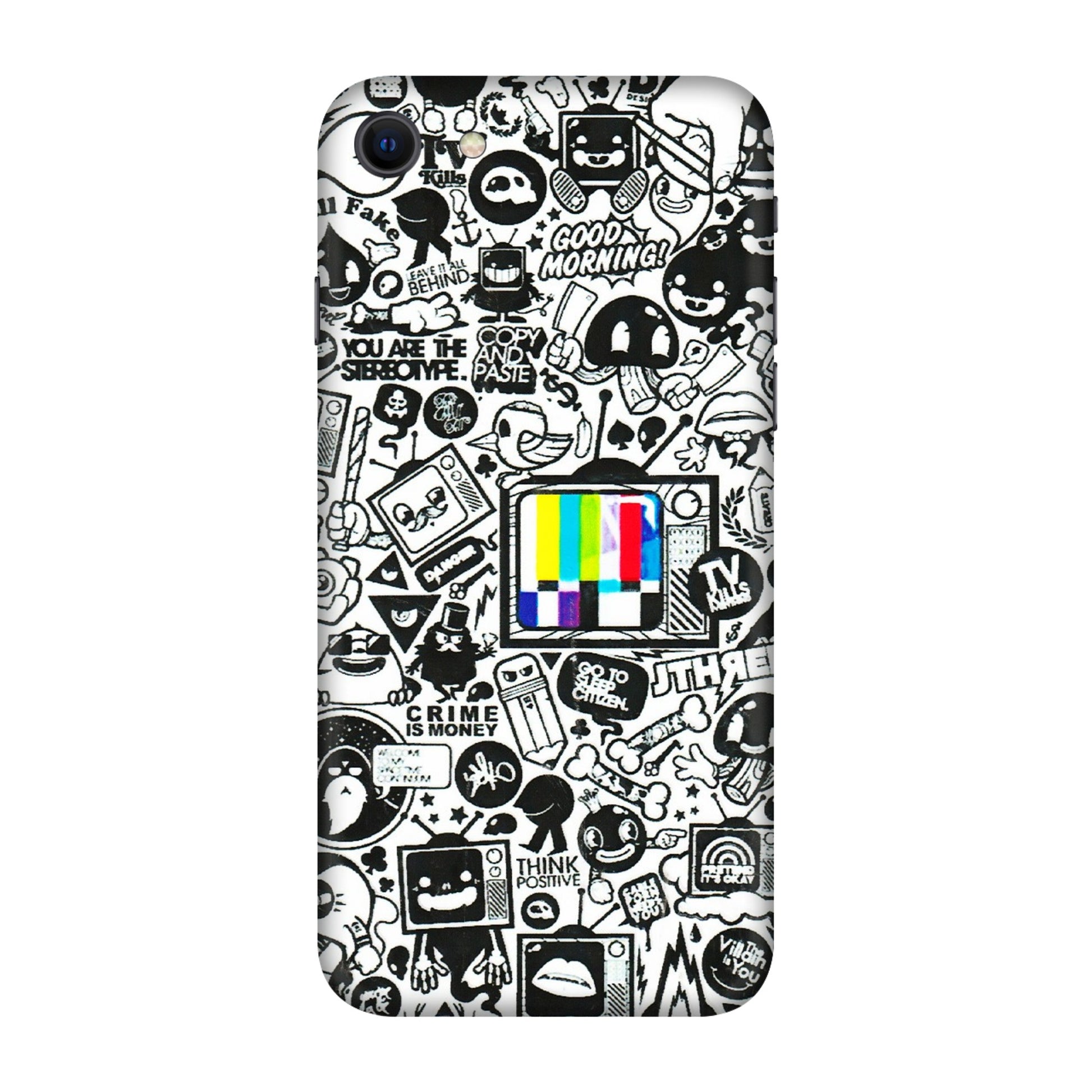 Apple iPhone Skins (All Models) - Doodles Positive Art - 3D Embossed Finish (L-263) iPhone SE
