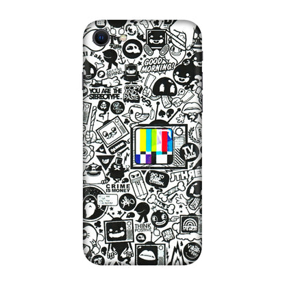 Apple iPhone Skins (All Models) - Doodles Positive Art - 3D Embossed Finish (L-263) iPhone SE