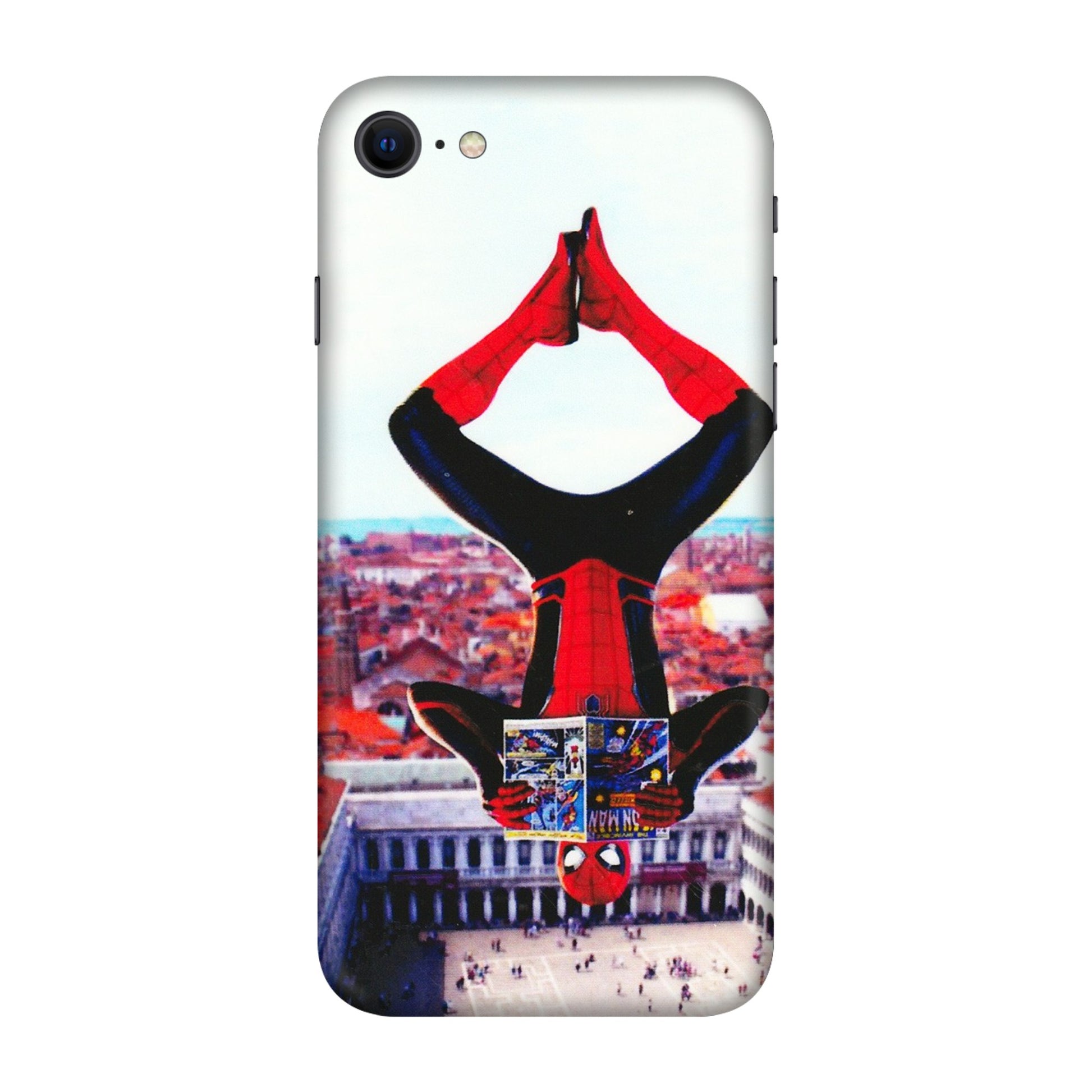 Apple iPhone Skins (All Models) - Spiderman Hanging - 3D Embossed Finish (L-53) iPhone SE