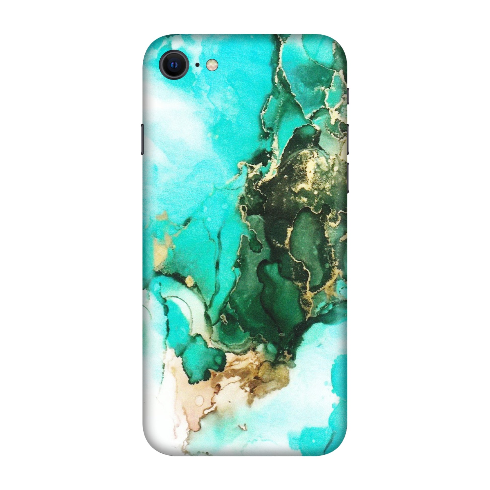Apple iPhone Skins (All Models) - The Blue Gold Marble - Matte Finish (M-124) iPhone SE