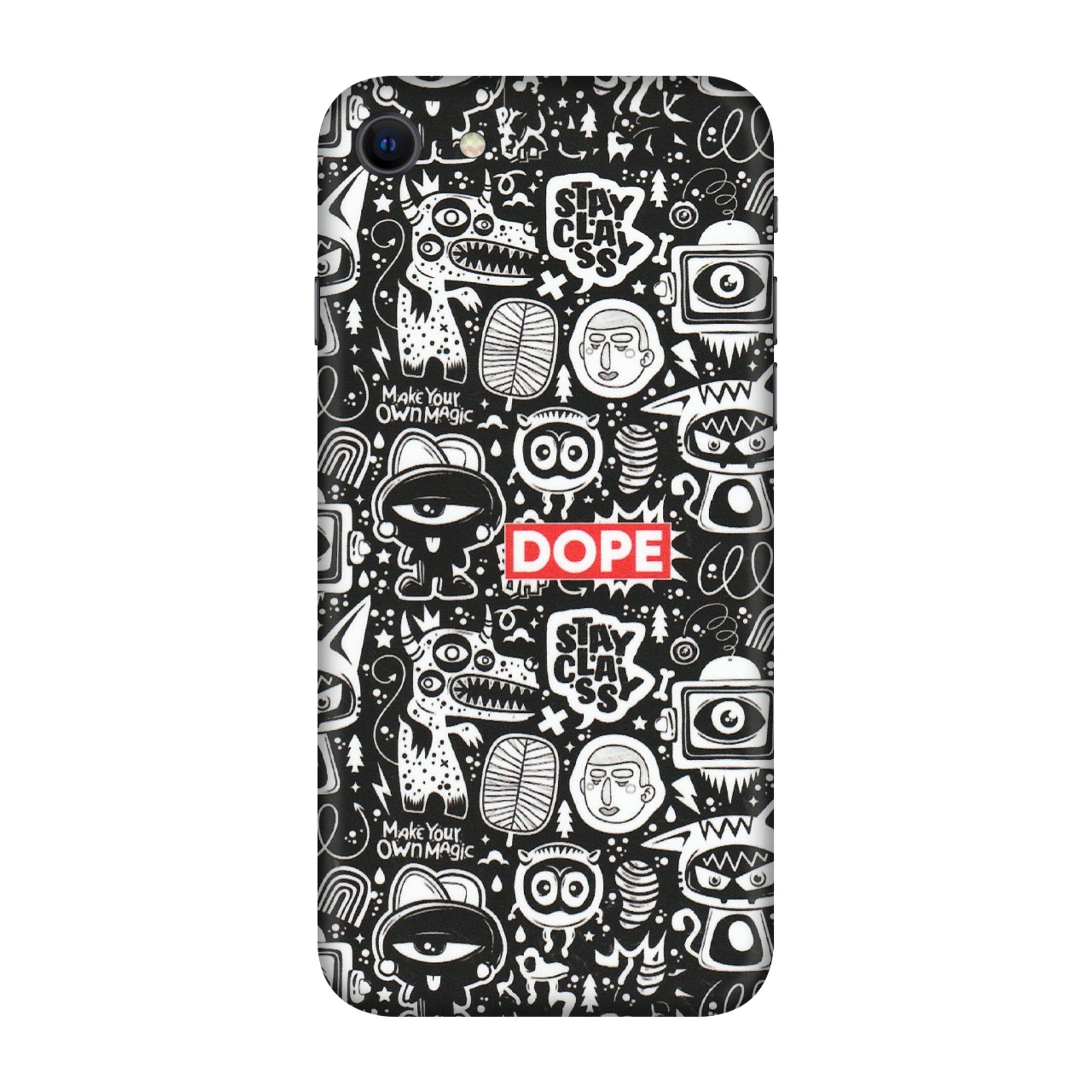 Apple iPhone Skins (All Models) - Dope Stay Classy Black Doodles - Matte Finish (M-126) iPhone SE