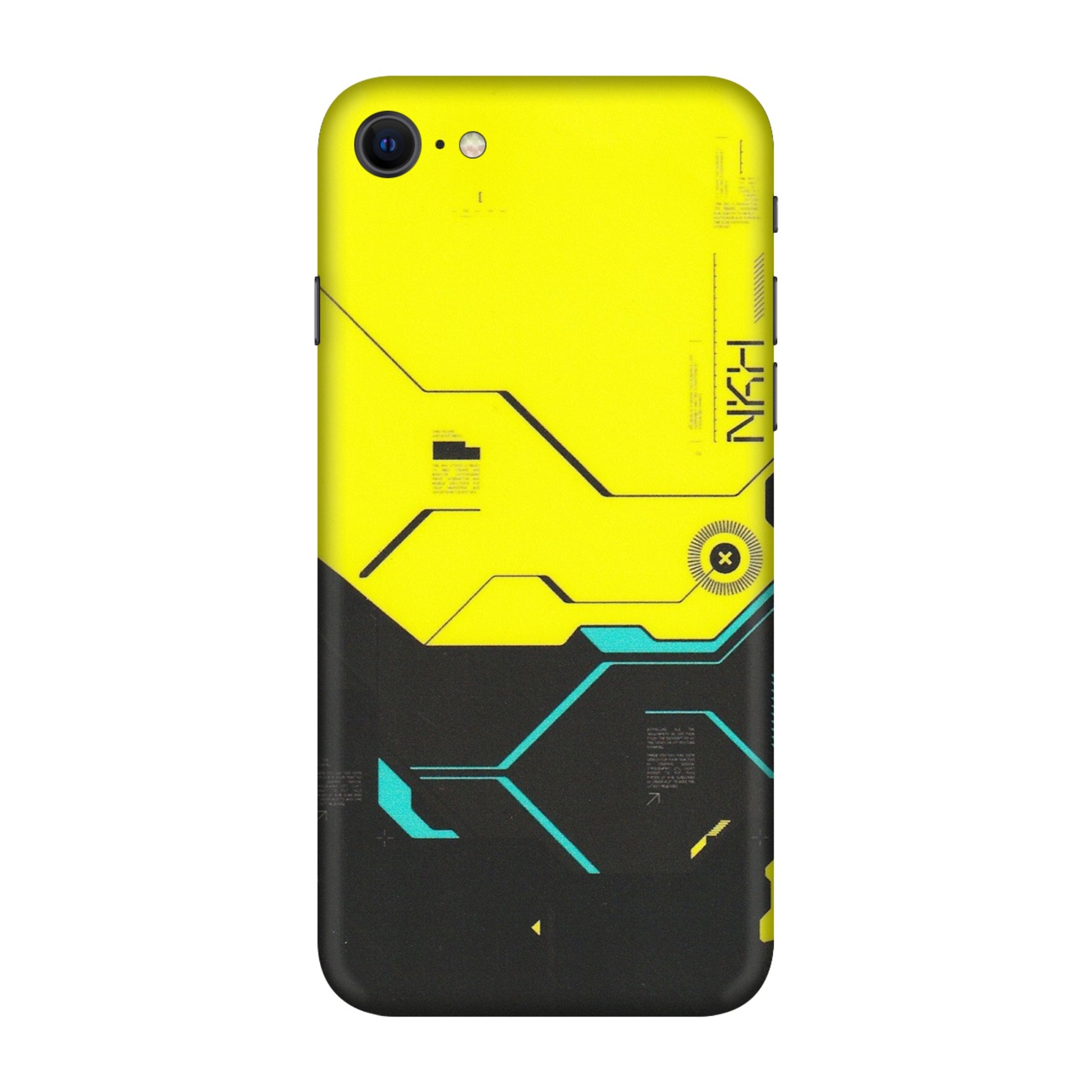 Apple iPhone Skins (All Models) - Black Yellow Technica - Matte Finish (M-53) iPhone SE
