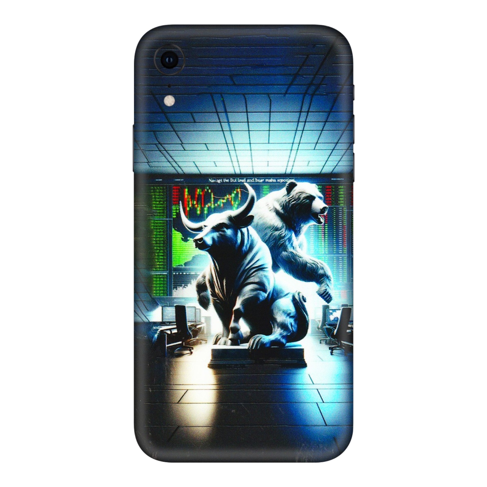 Apple iPhone Skins (All Models) - Stock Market Sensex Bear vs Bulls - 3D Embossed Finish (L-15) iPhone XR