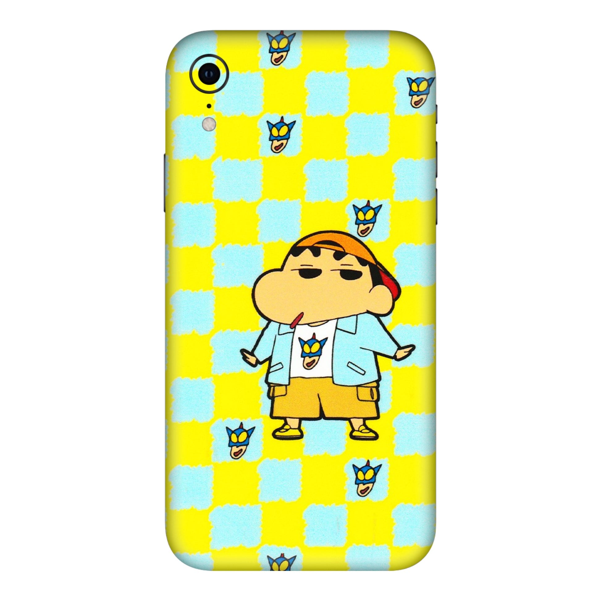 Apple iPhone Skins (All Models) - Yellow Blue Shinchan Cute - 3D Embossed Finish (L-221) iPhone XR