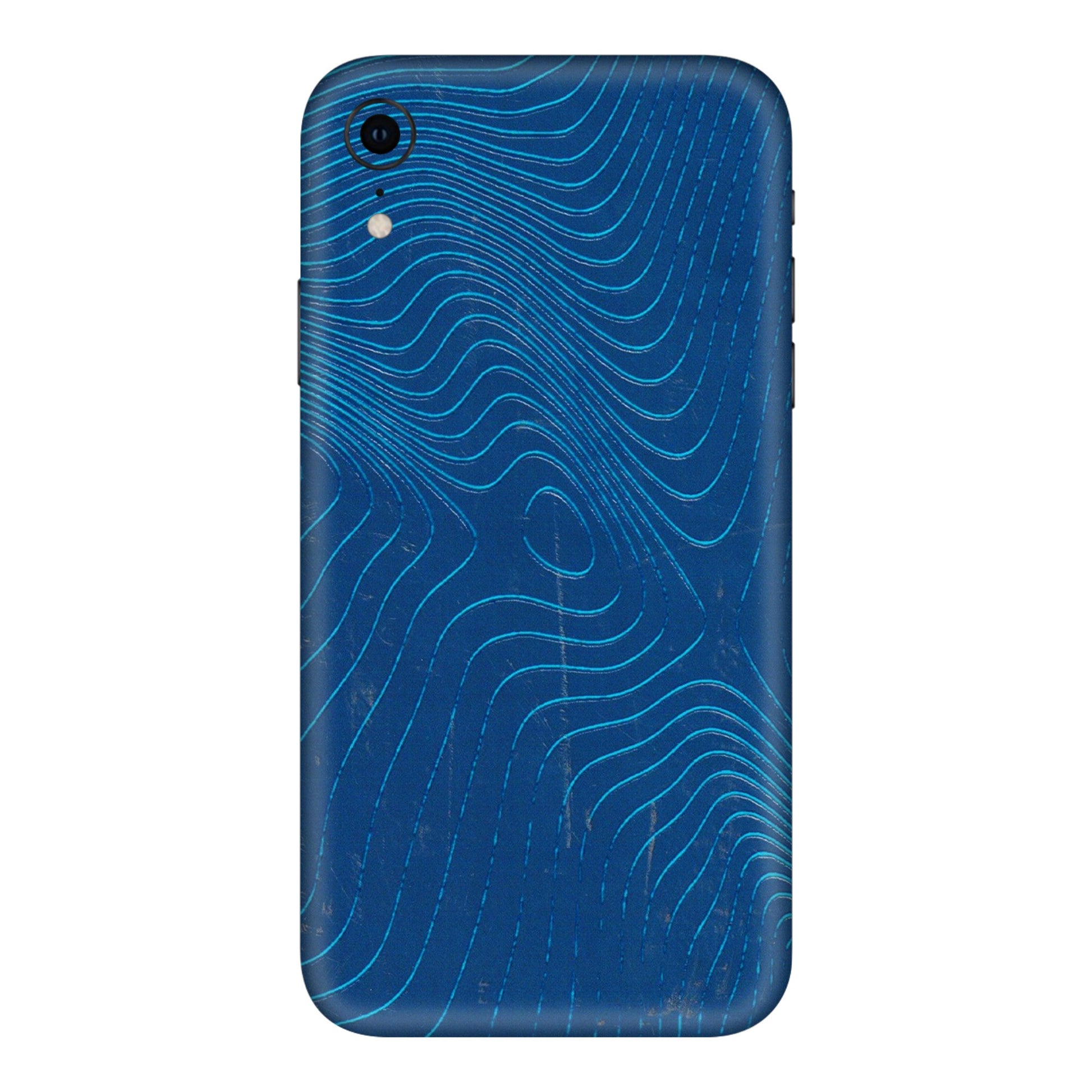 Apple iPhone Skins (All Models) - Abstract Blue Line Map - 3D Embossed Finish (L-272) iPhone XR