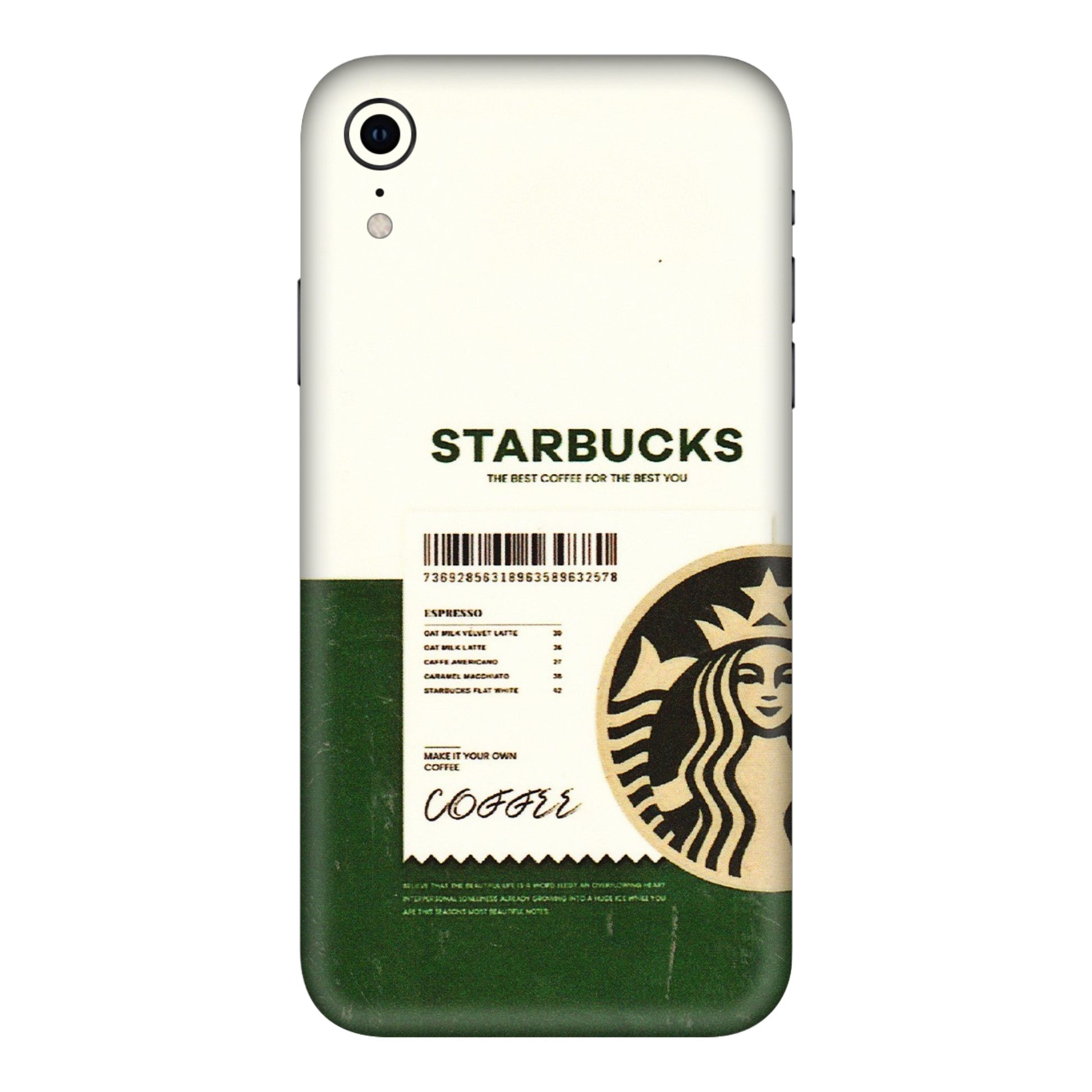Apple iPhone Skins (All Models) - Starbucks Barcode - 3D Embossed Finish (L-308) iPhone XR