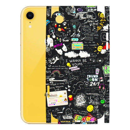 Apple iPhone Skins (All Models) - Black Creatives Doodles - 3D Embossed Finish (L-311) iPhone XR