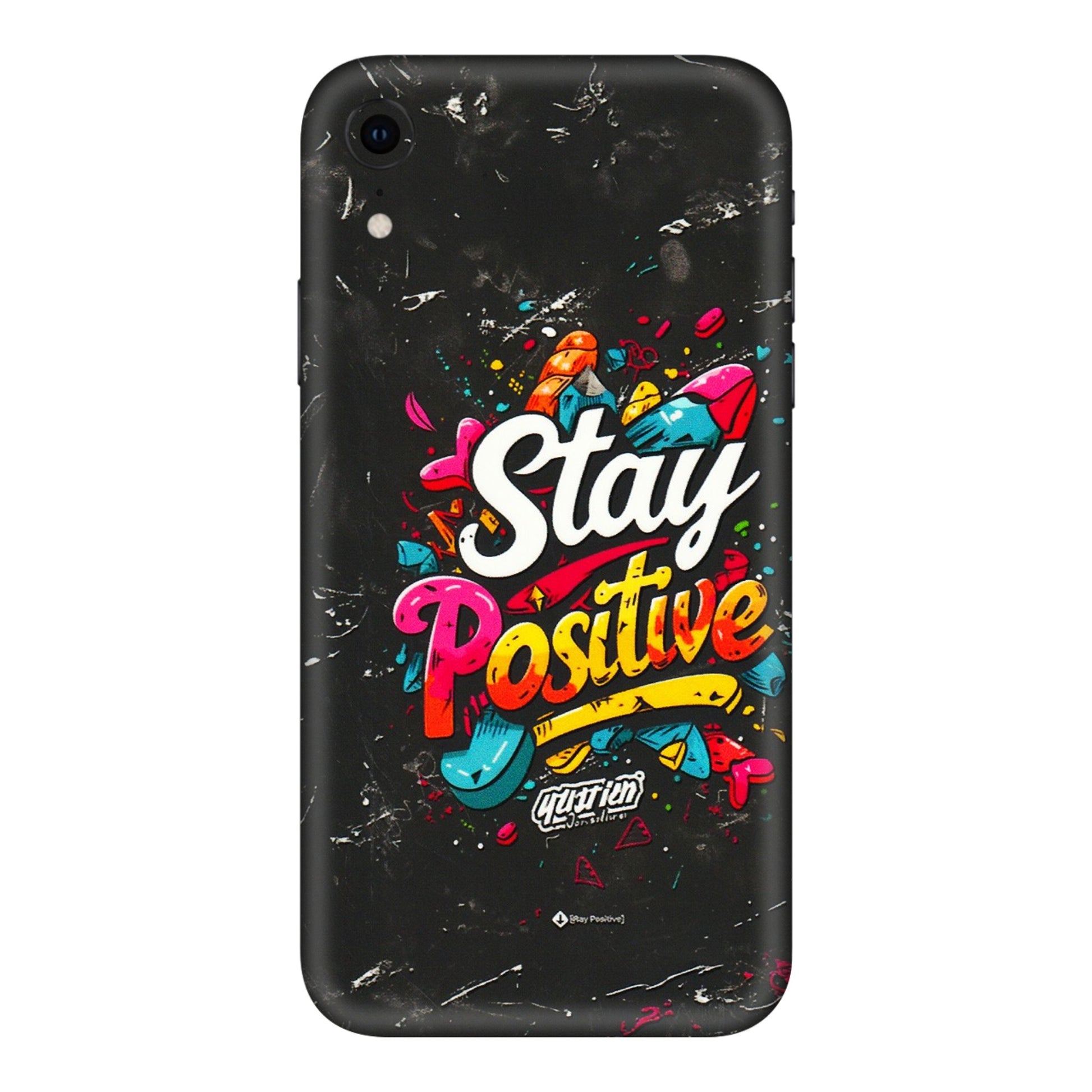 Apple iPhone Skins (All Models) - Stay Positive Black - 3D Embossed Finish (L-31) iPhone XR
