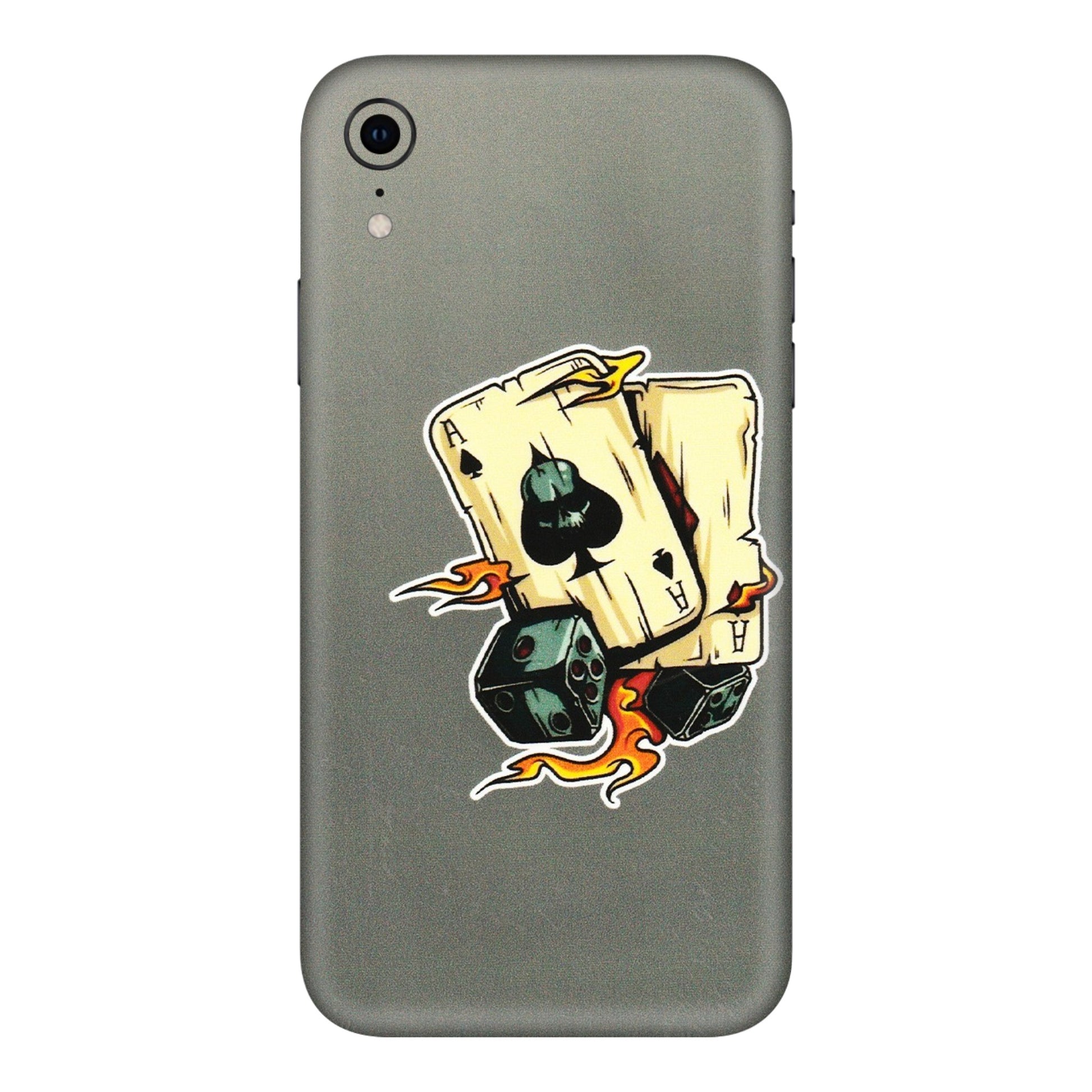 Apple iPhone Skins (All Models) - Grey Cards Of Ace - 3D Embossed Finish (L-77) iPhone XR