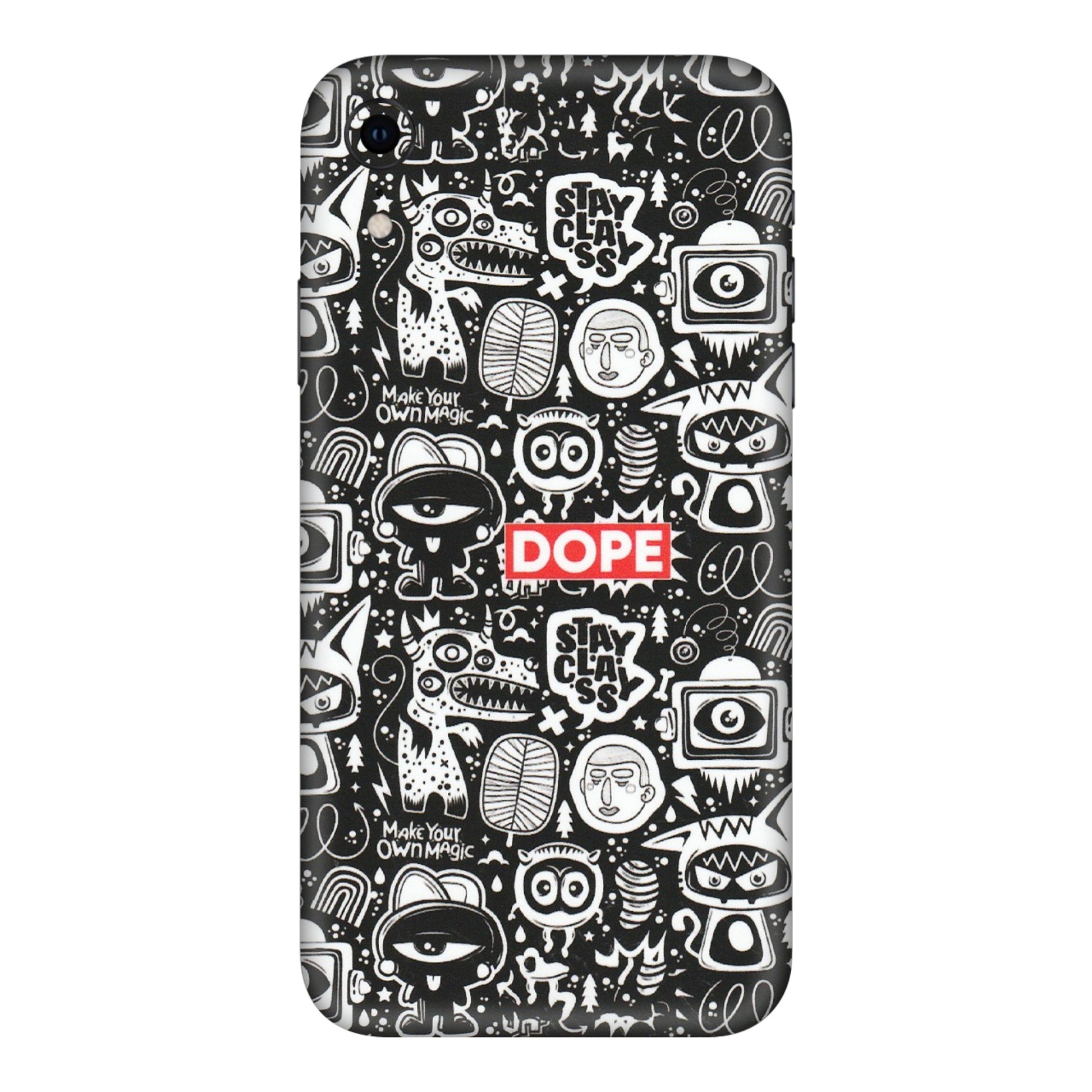 Apple iPhone Skins (All Models) - Dope Stay Classy Black Doodles - Matte Finish (M-126) iPhone XR
