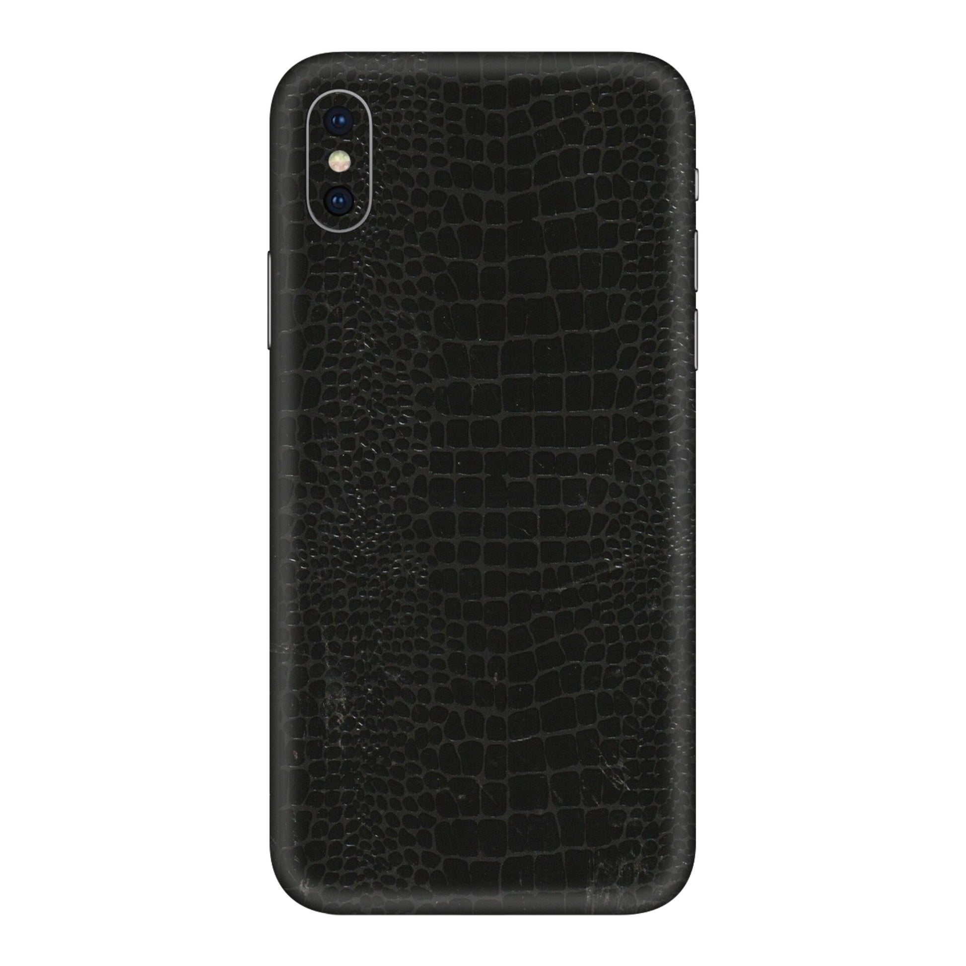 Apple iPhone Skins (All Models) - Snake Leather Black - 3D Embossed Finish (L-107) iPhone XS