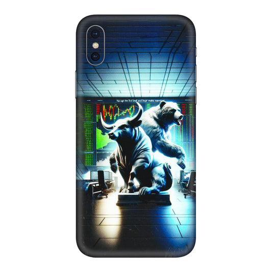 Apple iPhone Skins (All Models) - Stock Market Sensex Bear vs Bulls - 3D Embossed Finish (L-15) iPhone XS