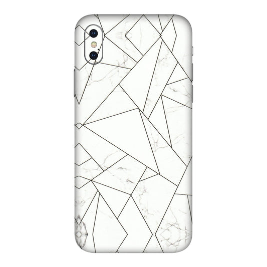 Apple iPhone Skins (All Models) - Luxury White Marble Effect - 3D Embossed Finish (L-168) iPhone XS
