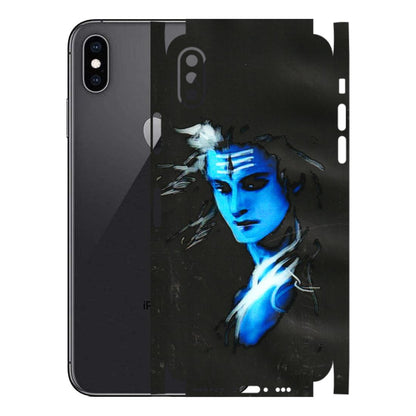 Apple iPhone Skins (All Models) - Har Har Mahadev Blue/Black - 3D Embossed Finish (L-185) iPhone XS
