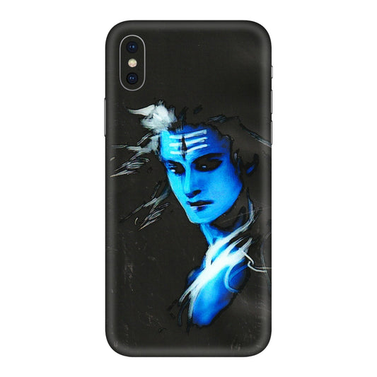Apple iPhone Skins (All Models) - Har Har Mahadev Blue/Black - 3D Embossed Finish (L-185) iPhone XS