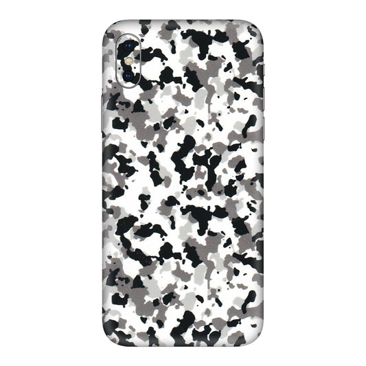 Apple iPhone Skins (All Models) - White Black Camouflage - 3D Embossed Finish (L-18) iPhone XS