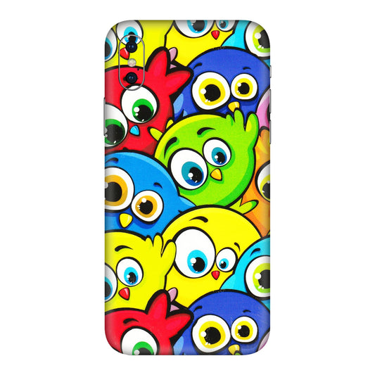 Apple iPhone Skins (All Models) - Cute Fluffy Birds - 3D Embossed Finish (L-213) iPhone XS