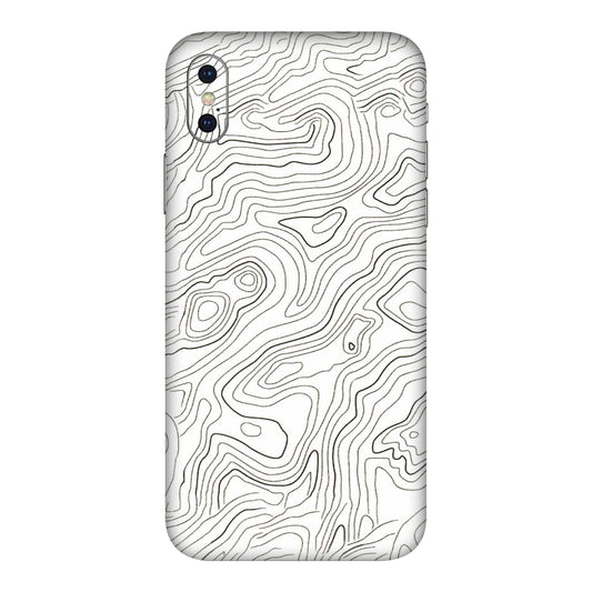 Apple iPhone Skins (All Models) - White Black Swirls - 3D Embossed Finish (L-219) iPhone XS