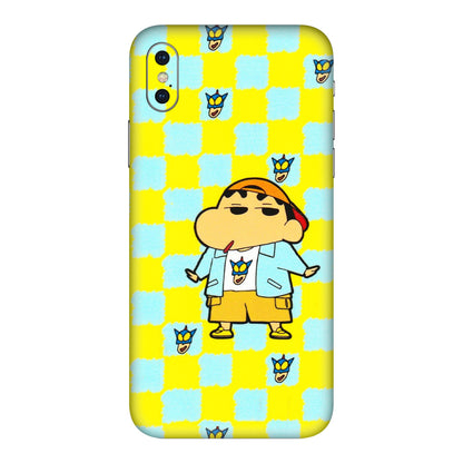 Apple iPhone Skins (All Models) - Yellow Blue Shinchan Cute - 3D Embossed Finish (L-221) iPhone XS