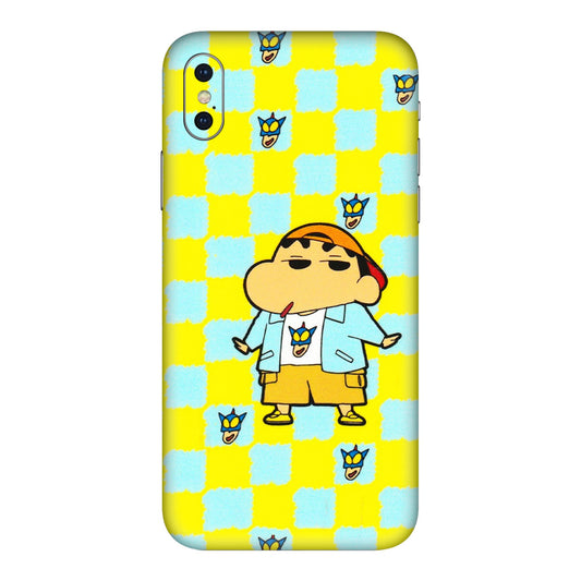 Apple iPhone Skins (All Models) - Yellow Blue Shinchan Cute - 3D Embossed Finish (L-221) iPhone XS