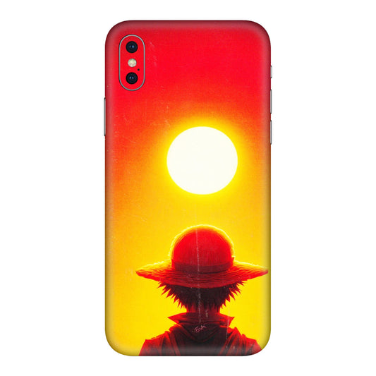 Apple iPhone Skins (All Models) - Cool Sunset With Monkey D.Luffy Anime - 3D Embossed Finish (L-329) iPhone XS