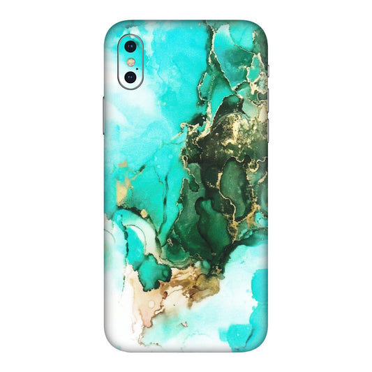Apple iPhone Skins (All Models) - The Blue Gold Marble - Matte Finish (M-124) iPhone XS