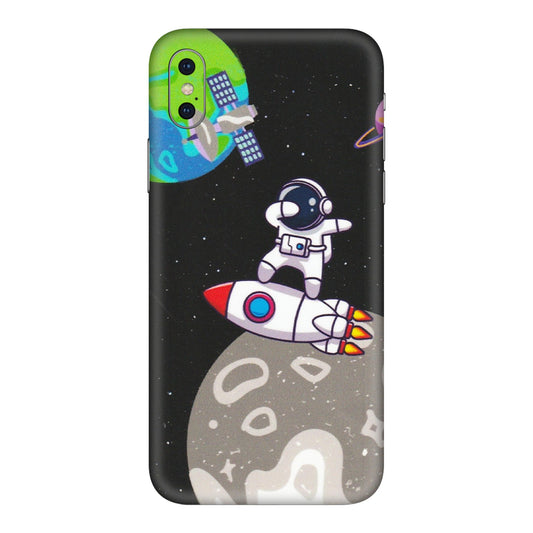 Apple iPhone Skins (All Models) - Astronaut Vibing Toon Running - Matte Finish (M-39) iPhone XS