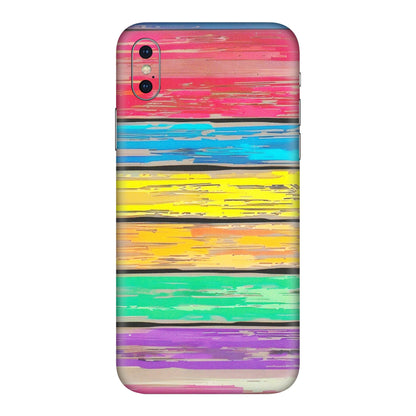Apple iPhone Skins (All Models) - Multi Colour Wooden Wall - Matte Finish (M-96) iPhone XS