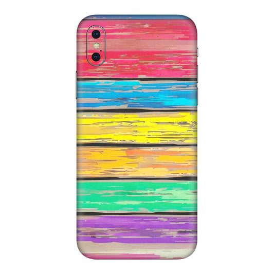 Apple iPhone Skins (All Models) - Multi Colour Wooden Wall - Matte Finish (M-96) iPhone XS