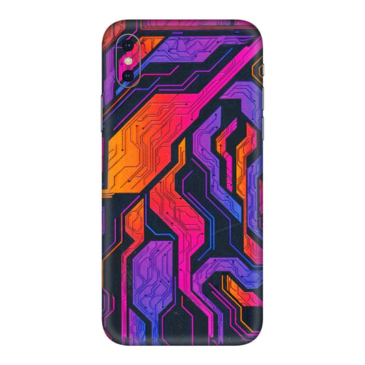 Apple iPhone Skins (All Models) - Tech Circuits Futuristic - 3D Embossed Finish (L-07) iPhone XS Max