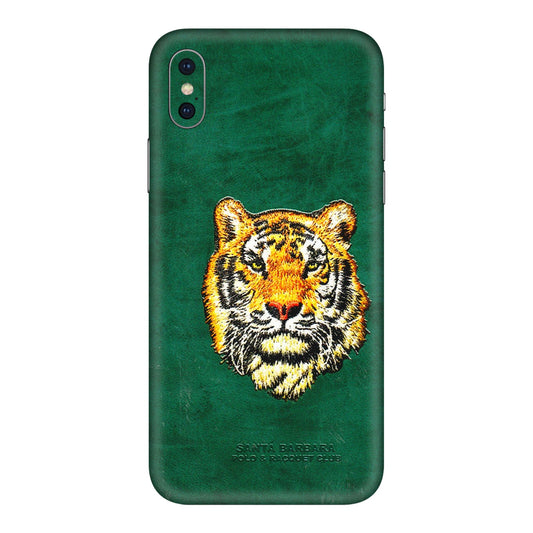 Apple iPhone Skins (All Models) - Leather Feel Tiger - 3D Embossed Finish (L-111) iPhone XS Max
