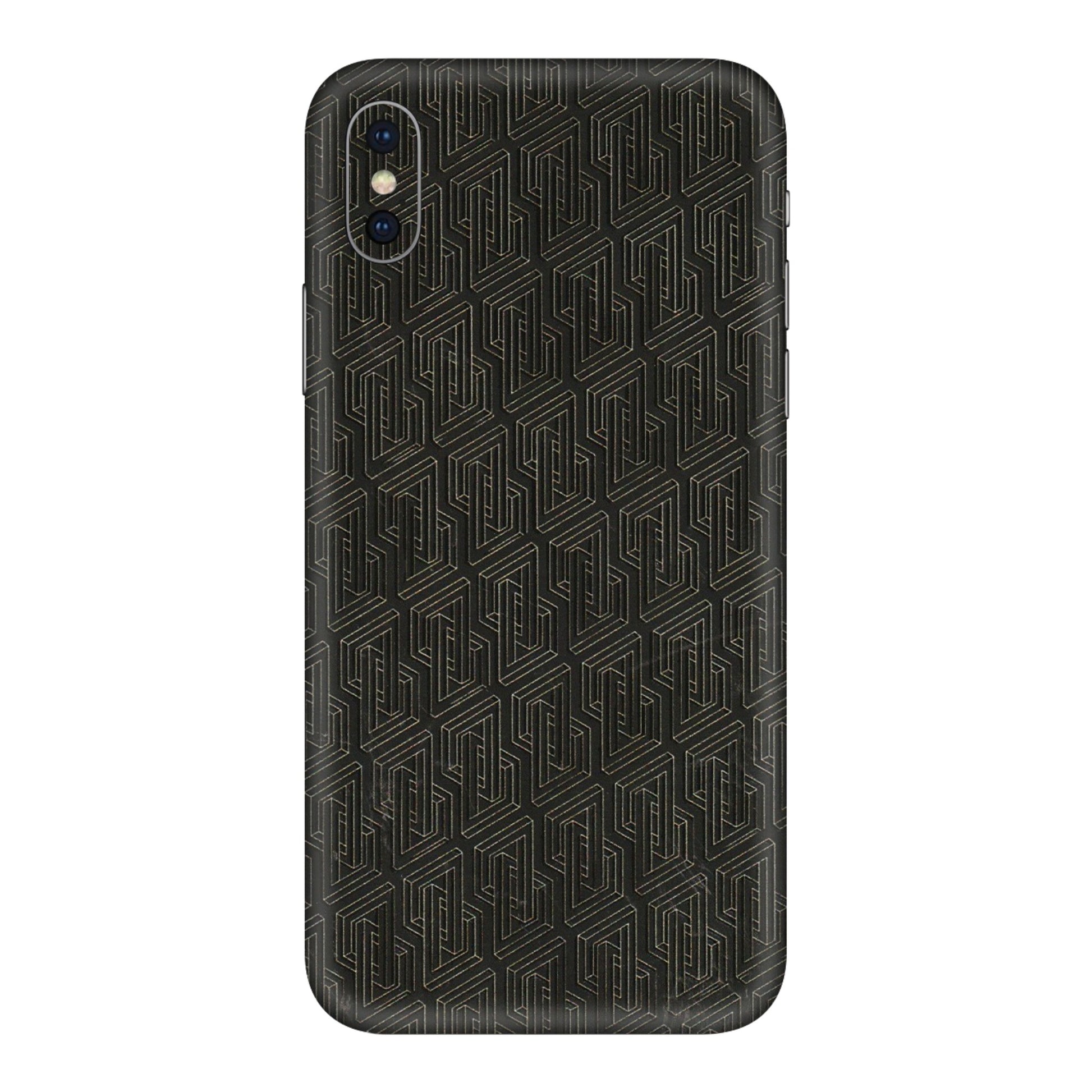 Apple iPhone Skins (All Models) - Black Abstract Pattern - 3D Embossed Finish (L-117) iPhone XS Max