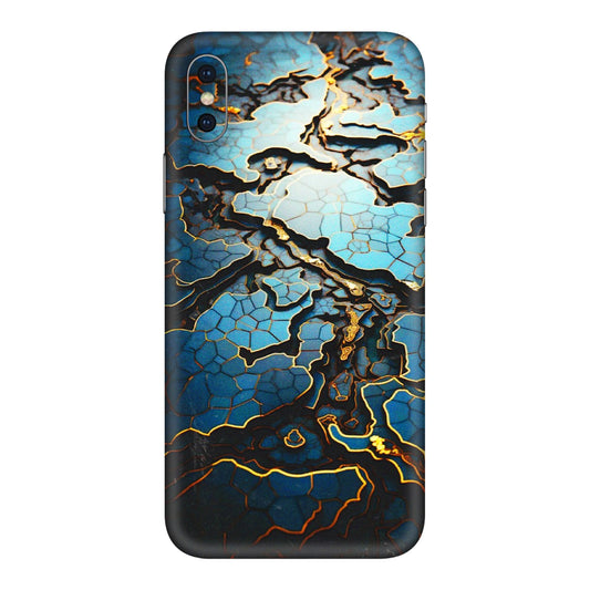 Apple iPhone Skins (All Models) - Blue Gold Abstract - 3D Embossed Finish (L-11) iPhone XS Max