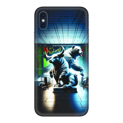 Apple iPhone Skins (All Models) - Stock Market Sensex Bear vs Bulls - 3D Embossed Finish (L-15) iPhone XS Max