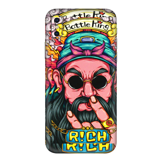 Apple iPhone Skins (All Models) - Battle King Dude Face - 3D Embossed Finish (L-178) iPhone XS Max