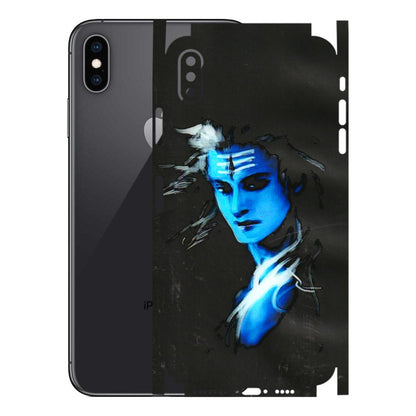 Apple iPhone Skins (All Models) - Har Har Mahadev Blue/Black - 3D Embossed Finish (L-185) iPhone XS Max