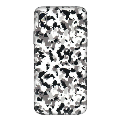 Apple iPhone Skins (All Models) - White Black Camouflage - 3D Embossed Finish (L-18) iPhone XS Max