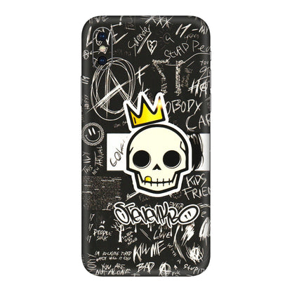 Apple iPhone Skins (All Models) - Funny Skull Black Chalk Grafitti - 3D Embossed Finish (L-22) iPhone XS Max